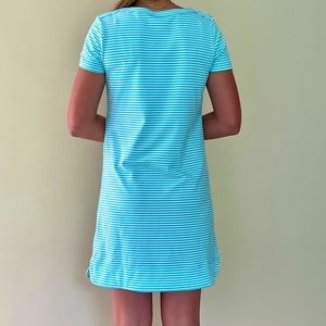 Vineyard Vines turquoise and white striped cover up girls size L (14) NWT, EUC